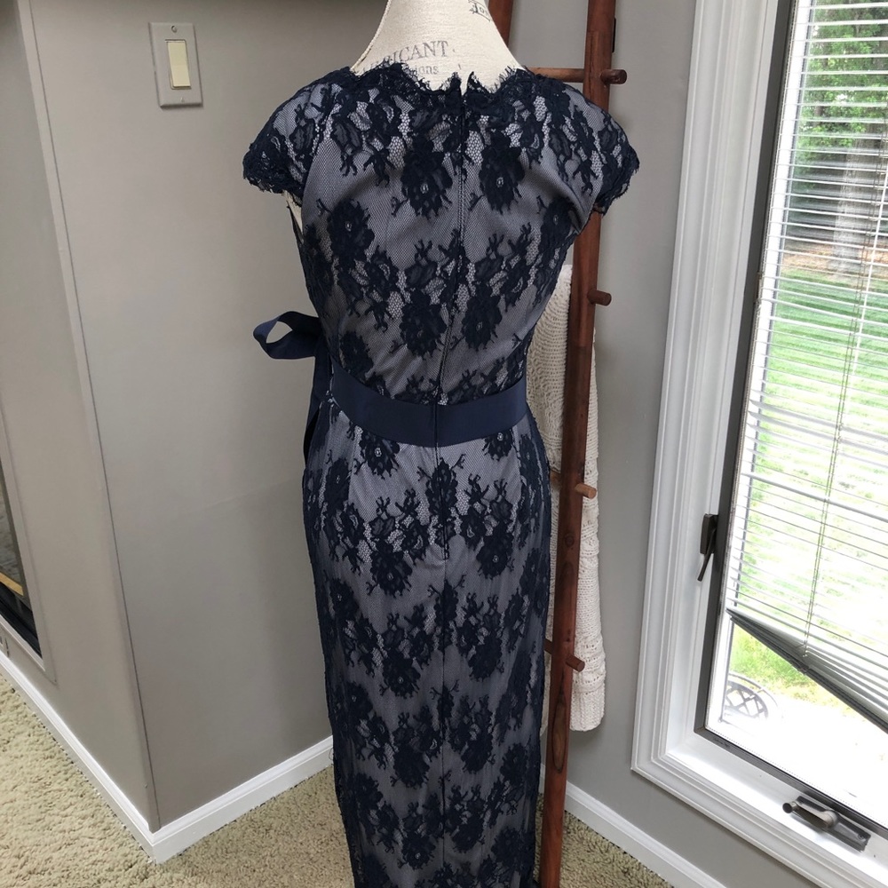 Tadashi Shoji Navy Lace Wedding Dress - Picture 4 of 6